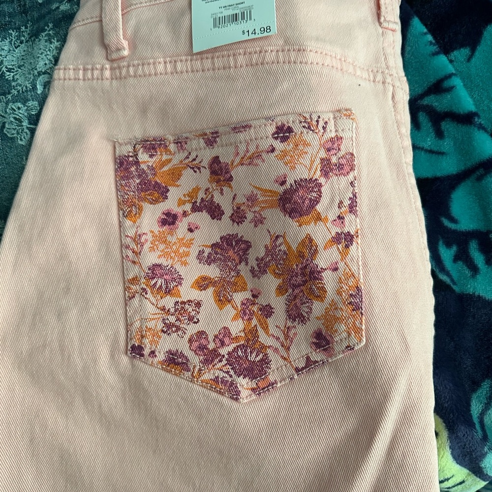 Time and Tru Pink and Purple Floral Shorts